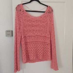 Free People light weight, coral, knit sweater